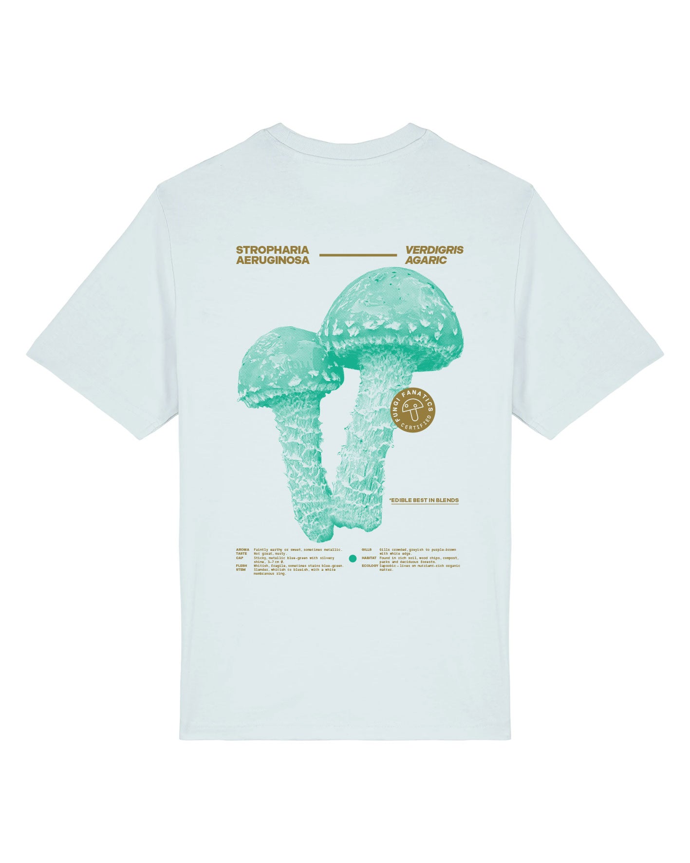Mushroom Shirt "Stropharia aeruginosa" BLUE ICE